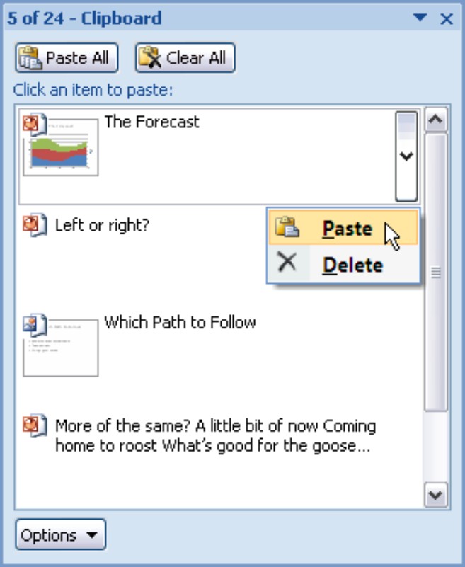 Figure 4-2: The Clipboard task pane in action.